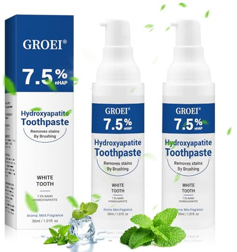 2 Stück Hydroxyapatit-Zahnpasta,Fluoridfreie Zahnschmelzreparatur, Empfindlichkeitslinderung für Sanfte Reinigung