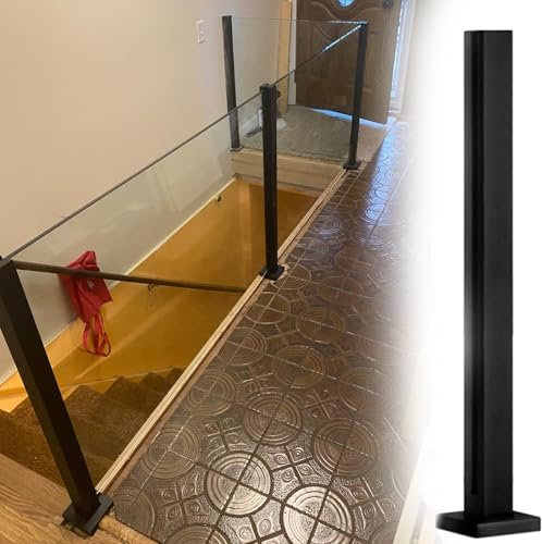 Glas Geländerpfosten Glashalter Edelstahl Schwarzer Glasgeländerpfosten für 10 Oder 12 mm Starke Platten, Edelstahl 304 Geländersäule für Innen- und Außenbereich/Treppen/Schwimmbäder/Gartenzäune(Black