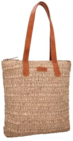 Gusti Leder Shopper Ceres – Raffia Handgewebt Handtasche Damen & Tote Bag - Umhängetasche & Schultertasche für Damen - Braun