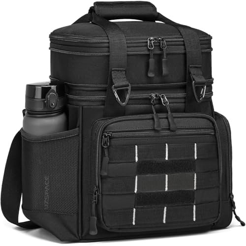 FRETHIND 16L Kühltasche Taktische Picknicktasche Lunchtasche für Picknick Strand Camping BBQ Thermotasche erweiterbare Isoliertasche Schwarz