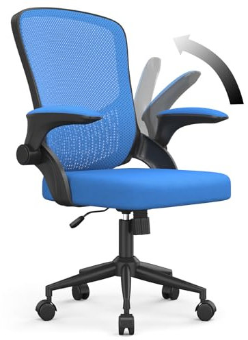 naspaluro Computer Desk Chair, Ergonomic Office Chairs with Flip-up Armrests, Mid-Back Mesh Chair with Lumbar Support, Home Office Chair-Blue Chair