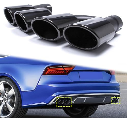 1 paar Duplex Auspuff Doppelrohr Auspuffblenden Endrohre Schwarz für AUDI A6 4G C7 A5 8T A4 B8 Q5 8U