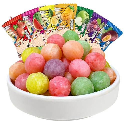 Caramelle Acide - Sfida Fruttata,Mix per scherzi o rinfresco, Natale, Halloween, snack cinesi, Rivestiti con caramelle dure super aspre: la scelta perfetta per chi vuole superare i propri limiti 150g