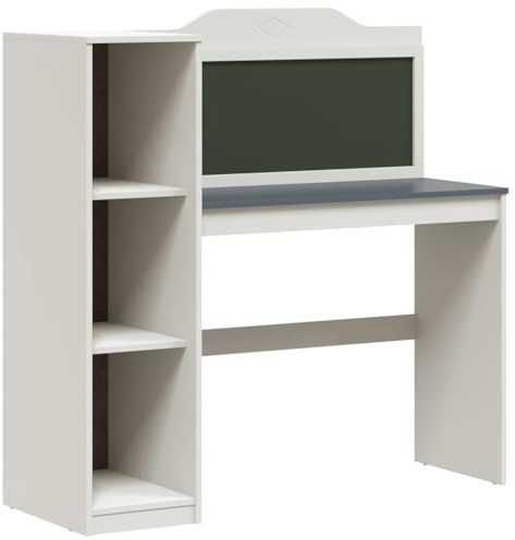 KTHLBRH Schreibtisch aus Schiefertafel und Grau, für Arbeitszimmer oder Büro, mit Regalen und Aufbewahrung, 120 x 45 x 118,5 cm