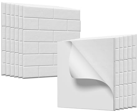 FIVMEN 12X Akustikpaneele Selbstklebend 30x30 cm Wandpaneele Schalldämmung Schallschutz aus Polyester Schallschutzplatten Akustikplatten für Akustische Behandlung Wanddekoration, Typ C Weiß