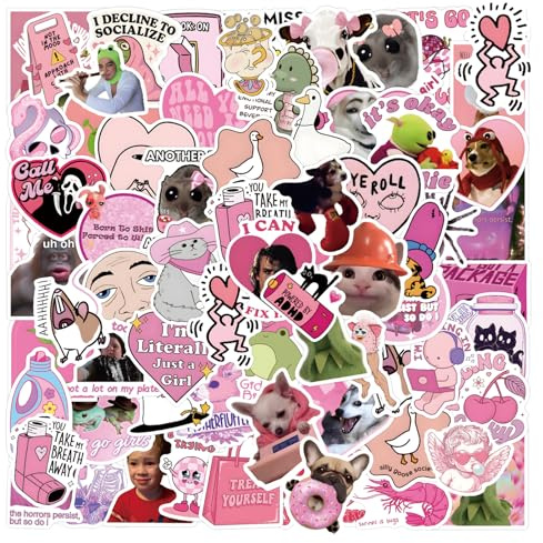 110PC Pink Funny Stickers for Adults & Women - Waterproof Vinyl Decals for Water Bottle, Laptop, Scrapbooking; Cool Funny Girly Gifts