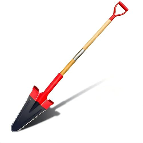 Spade med rotsåg, 142 cm rotspade för enkel grävning i trädgården, trädgårdsmästarspade med bred trappkant, lämplig för grävning, skärning och sågning av rötter i hård mark (spets)