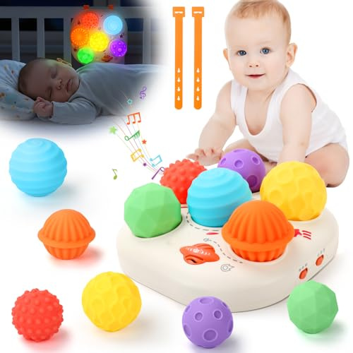 JONRRYIN Baby Spielzeug Musik ab 1 2 3 Jahr, Montessori Baby Spielzeug, Musikspielzeug mit Licht, Fähigkeiten Vorschule Lerngeschenk, Babyspielzeug mit Sensorik Bälle für Kleinkinder Geschenke