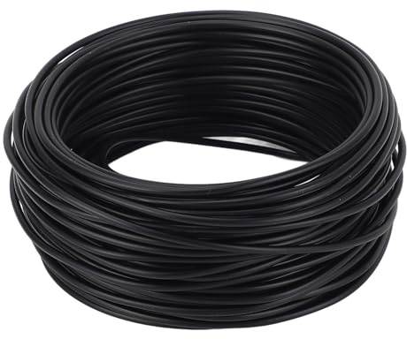 ANKROYU Galvanized Iron Binding Wire Heavy Duty Flexible Bendable Metal Wire for PVC Telecommunication Cable 1.5mmx20m Round Mouth Indoor Outdoor Electrical Projects (Black)
