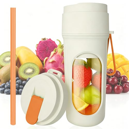 Blender Portable, 450ml Mini Mixeur Smoothie, Appareil À Smoothie avec 12 Lames, Blinder Smoothies Rechargeable par USB, Petit Blender Mixeur pour Cuisine, Bureau, Voyage, Sport (Orange, 1500 mAh)