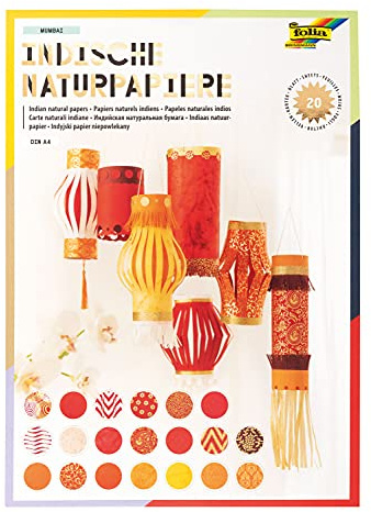 folia 550402 - Kreativblock Colours of India Mumbai, handgemachtes Papier, 20 Blatt sortiert in verschiedenen Farben und Motiven, DIN A4 - ideal für Grußkarten, Scrapbooking und edle Bastelarbeiten
