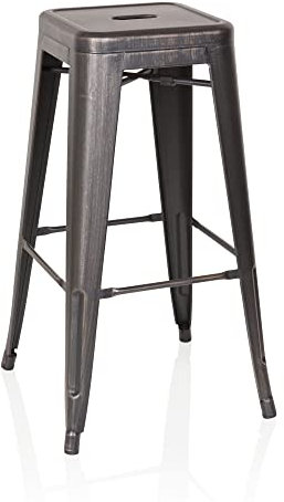 hjh OFFICE 645035 Barhocker VANTAGGIO HIGH Metall Schwarz/Gold Retro-Hocker im Industry-Design, stapelbar