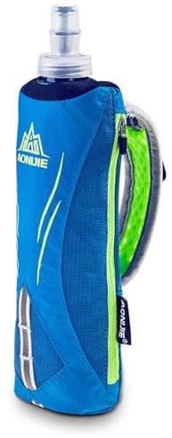 TRIWONDER Gourde à Main 500 ml Sac Porte Bouteille Souple Pliable Sac d'Hydratation pour Running Marathon Course (A - Bouteille à main 500ml - Bleu)