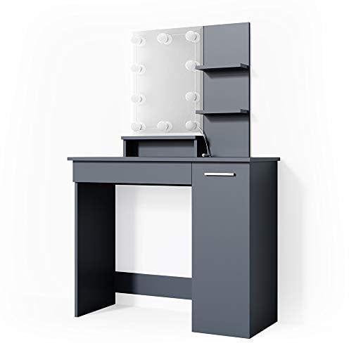 Vicco Schminktisch Julia, Anthrazit, 90 cm mit LED Beleuchtung