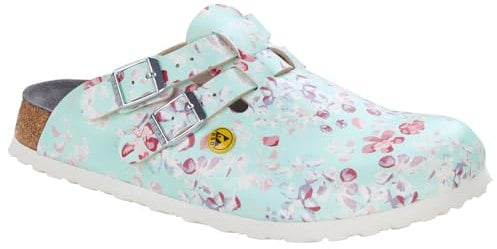 BIRKENSTOCK 1020876-36, Scarpe da Lavoro Kay ESD Flowers Mint, Taglia 42 IT Donna, Fiore Field Menta, 36 EU Schmal