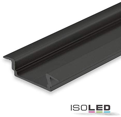 ISOLED LED-Einbauprofil DIVE12 FLAT Schwarz, 200cm, Für max. 12mm LED-Streifen