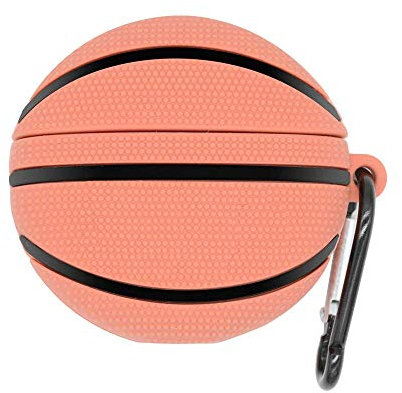 Brifu Silicone Case Schutzhülle Kompatibel mit AirPods2&1(2019),[Unterstützt das kabellose Laden] [Stoßfeste Schutzhülle] Hülle [Karabiner] Niedlicher 3D Muster Basketball