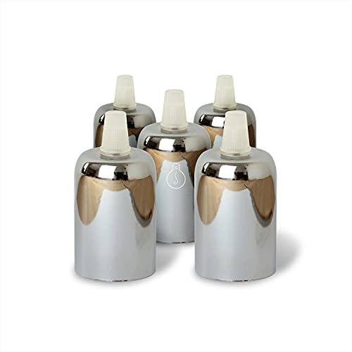 AMARCORDS - 5 Douilles de lampe E27 vintage retro edison métal pour suspension. Finition de style industriel CHROMÉ