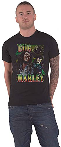 Bob Marley T Shirt Roots Rock Reggae Homage Logo Nue offiziell Herren Schwarz XL
