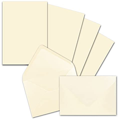 50x Briefpapier-Sets DIN A5 mit C6 Briefumschlägen - Vanille -Nassklebung (Creme) - mattes Schreibpapier mit Kuverts - FarbenFroh by GUSTAV NEUSER