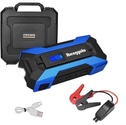 Jump starter power pack, Shengyatu 2024 updated 1500A output current jump leads 15000 mAh portable car battery charger, with case (Up to 7.0 L Gas or 4L Diesel Engine), Metallic blue