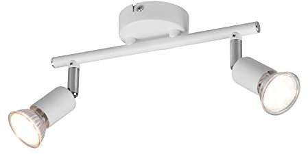 Reality Leuchten Spotbalken Paris R80912031, Metall Weiß matt, exklusiv 2x GU10