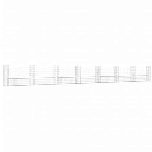 vidaXL Panier de Gabion en Forme de U avec 8 Poteaux Mur de Soutènement Barrière de Jardin Patio Projets de Jardinage Extérieur Fer 860x20x100 cm