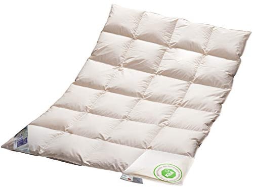 Vitaschlaf® Bio-Luxe-KBA Deutsche Gutshofdaune W4 - MEDIUM GANZJAHRESDECKE Organic 100% Nature Daunendecke Deutsche Qualität (155 x 220 cm)