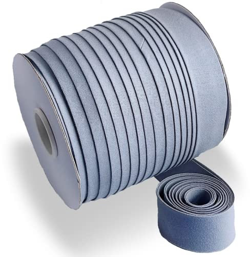 Schrägband, Schrägband, doppelt gefaltet, 2,5 cm, durchgehendes Bulk-Schrägband zum Nähen, Quilten, Binden, Säumen, Bekleidung, Polyester, nicht dehnbar (Grau, 25 mm, 45 m)