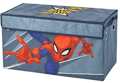 Idea Nuova Marvel Spiderman Collapsible Children’s Toy Storage Trunk, Durable with Soft Lid, 28.5 Wx14.5x16, Spiderman Blue