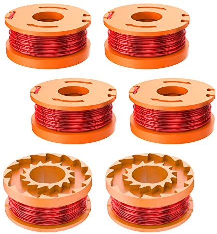 FUSHUI 6 Stück WA0004.1 Rasentrimmer Spule,WA0010 Rasentrimmer Faden,Kompatibel mit 20V Wg163eWG163E.2,WG163E.1,WG163E.9,Spule Rasentrimmer Ersatz
