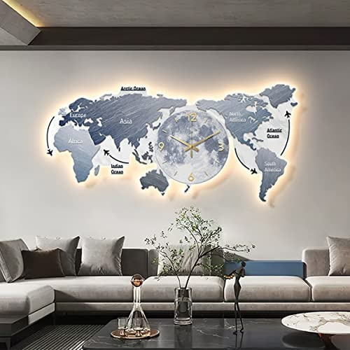 LEIYTFE Wandbehang Leinwand Gemälde Wandkunst, 3D Weltkarte Wanddeko,Wohnzimmer Dekorative Malerei Modern Fine Art Wandbild, Für Home Office Dekorationen (Color : B- with LED, Size : 60 * 140cm)