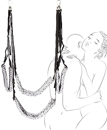 LONGHU4 SM Bondage Liebesschaukel Sexschaukel Für Die Decke und An der Tür Sexmöbel mit Kopfpolster Lendenpolster und Hüftpolster Loveswing Sex Toy Sexspielzeug für Paare (Weißer Leopardendruck)