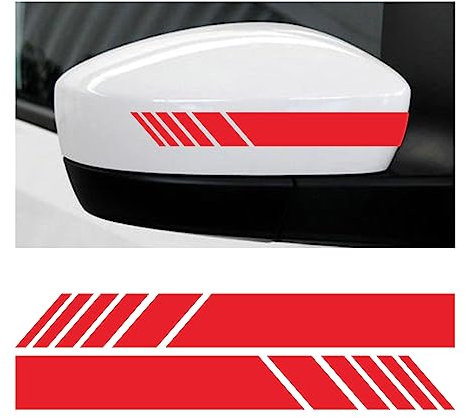 CGEAMDY Paar Rückspiegel Auto Aufkleber Reflektierende Streifen, PET Wasserdicht Autospiegel Aufkleber DIY Dekoration für Auto Seitenspiegel Rückspiegel(Rot)