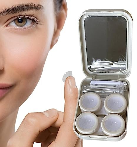 Renywosi Travel Case for Lenses | Storage Box for Lenses, Portable Box with Bottle of Tweezers Solution, Storage Kit