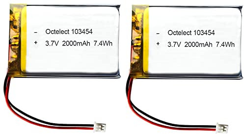 Octelect 2PCS 3.7V 2000mAh 103454 Lipo Batteria ricaricabile agli ioni di polimero di litio con connettore JST-Assicurarsi che la polarità del dispositivo corrisponda alla batteria prima dell'acquisto