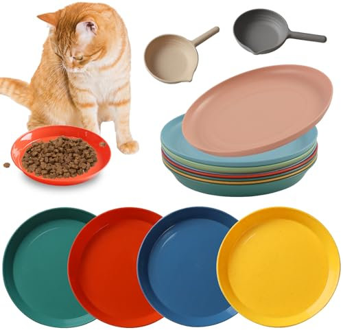 8 Pièces de Gamelle Plate pour Chat avec 2 Pelles, Gamelle pour Chat, Gamelle Ergonomique pour Chat, Gamelle pour Chat et Gamelle pour Chiot pour Chatons, Chats À Pattes Courtes, Chiots, 8 Couleurs