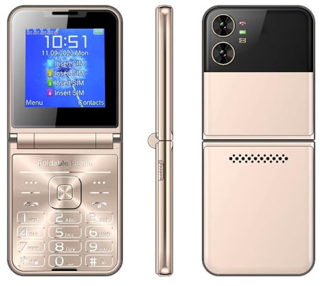 Teléfono con Tapa Portátil para Personas Mayores, Teléfono con Tapa Desbloqueado de 2,6 Pulgadas, Teléfono Móvil para Personas Mayores 2G, Botón Grande, Sonido Fuerte, Teléfono