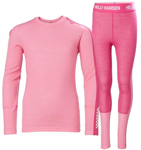 Helly Hansen Jr LIFA Merino Set de Peso Medio Capa Base Inferior, 068 Rosa Azúcar, 14 años Unisex niños