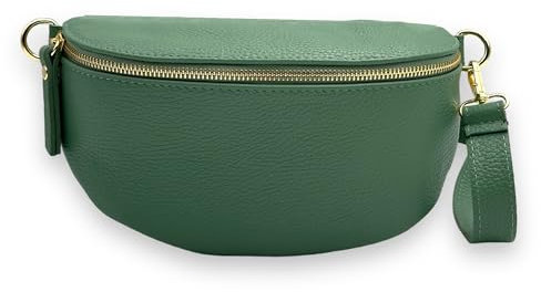 Bauchtasche Damen mit goldenem Karabiner, Leder Crossbody Bag, Gürteltasche, Brusttasche, Boom Bag, Hüfttasche (Mintgrün)