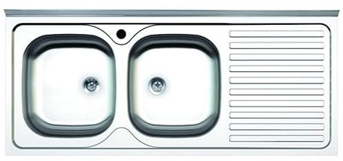 Fregadero de cocina sobre encimera con doble seno escurridor derecho 120x50 cm - Samet SA127DX