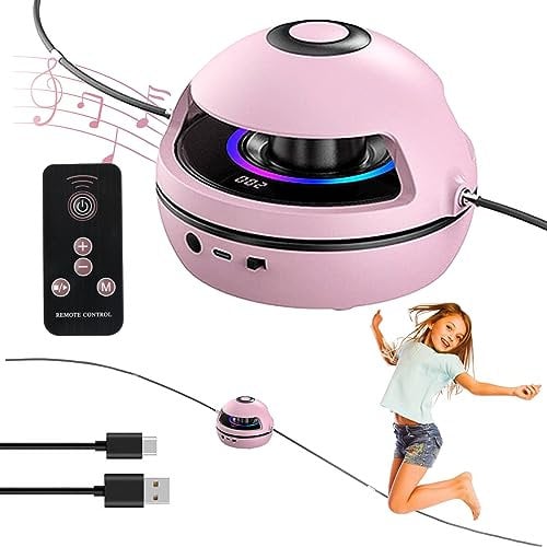 Music Jump Rope Machine, Smart Automatic Electric Rope Skipping Machine with Bluetooth Speaker&LED Display Counter, 1-10 Speed Level Adjustment, for Gym Party Home (Pink)