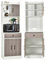 KOMFOTTEU Aparador Alto de Madera con Cajón y Estante Ajustable, Alacena de Cocina con Agujeros para Cables, Armario para Microondas, Mueble de Almacenaje, 60 x 40 x 180 cm (Blanco)