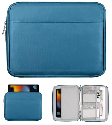 TiMOVO 9-11 Inch Tablet Sleeve Bag for iPad Air 11 Inch 2024,iPad Pro 11 Inch 2024,iPad 10.2 2021-2019,iPad Air 5/4,iPad 10th 2022,Galaxy Tab S9/S8/A8/A7,iPad Carrying Case with Pocket, Peacock Blue
