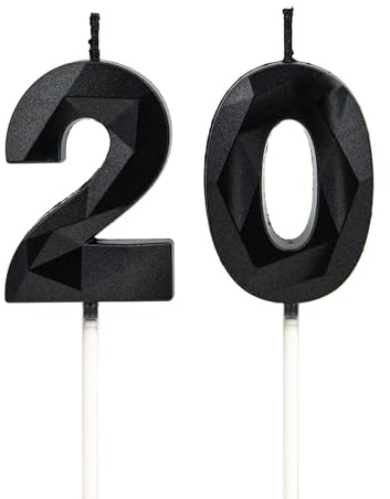 DTXLX Schwarz Zahl 20 Geburtstagskerzen Kuchen Deko | Zahlen, 3D, für, geburtstagsdeko, Kinder, Partys, Hochzeiten, Firmenfeiern, Jubiläen
