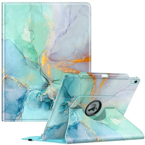FINTIE Custodia rotante compatibile con iPad Air 13 (M2) 2024 - [girevole a 360 gradi] custodia protettiva con portapenne, spegnimento automatico/accensione, marmo smeraldo