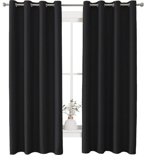 Ystyle Rideau Occultant Thermique Et Phonique - Lot De 2, Effet Lin, Isolant Anti Froid Et Chaleur, Pour Salon, 140x180 cm, Noir