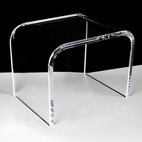 Eiauiuo Beistelltisch Transparent Modern Couchtisch Kreativität U-förmiger Runder Rand Design Minimalismus Mode Acryl Beistelltisch Sofatisch Mode für Schlafzimmer Nachttisch Cafe Büro 32x23x23.5cm