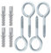 4Pcs Heavy Duty Screw Eyes 5 Inch Hook With 4 Plastic Wall Plugs for Securing Hammock, Garden Plant, Swing Chair, Kayak, Fixed Cable - Outdoor Metal Eyelet