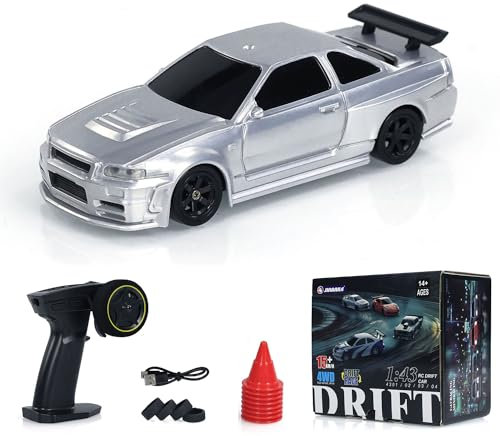wheelfun 1:43 4WD Ready to Run Drift Race Vehicle Remote Control Tyres Traffic Cones for Hobby 4WD Racing RC Full Proportional 2.4g Mini Race Car Toy Gift Radio Control High Speed Car Without Gyro